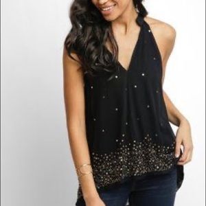 Chloe Oliver Black Cascade Sequin Halter Top